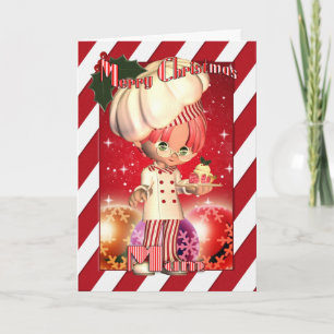 Carte de Mum Christmas With Cute Chef And Baubles