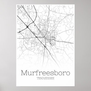Carte de Murfreesboro - Tennessee - Poster de cart