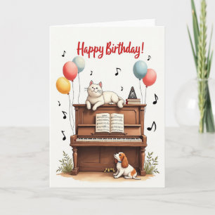 Carte de musique de piano pour l'anniversaire d'un