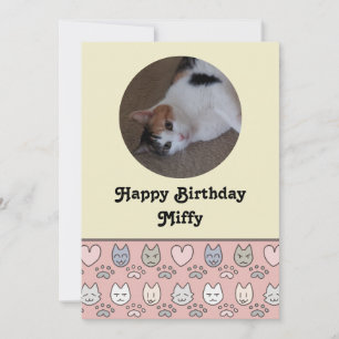 Carte de naissance à motif de chat mignon