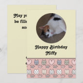 Carte de naissance à motif de chat mignon (Devant / Derrière)