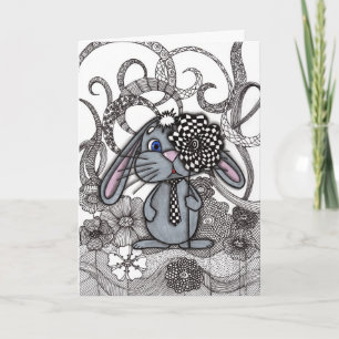 Carte de naissance artistique avec un lapin fantai