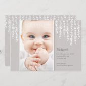 Carte de naissance aux vignes fantaisistes grise (Devant / Derrière)