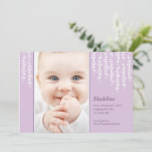 Carte de naissance aux vignes fantaisistes lilas (Debout devant)