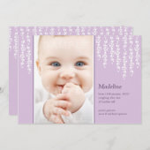 Carte de naissance aux vignes fantaisistes lilas (Devant / Derrière)