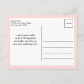 Carte de naissance avec photo Hello World rose pou (Dos)