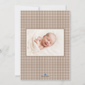 Carte de naissance bébé à carreaux bruns (Dos)