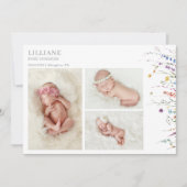 Carte de naissance bébé fleur sauvage multicolore (Devant)