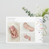 Carte de naissance bébé fleur sauvage multicolore (Debout devant)