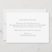 Carte de naissance bébé photo gris clair (Dos)