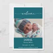 Carte de naissance classique bohème chic pour bébé (Devant)