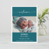 Carte de naissance classique bohème chic pour bébé (Debout devant)