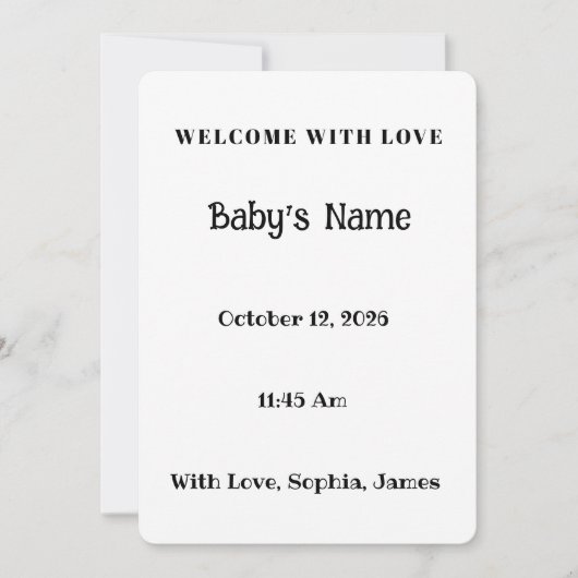 Carte de naissance de bébé fille mignonne avec (Devant)