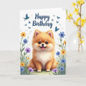Carte de naissance de chiot mignonne (Fleur jaune)