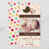 Carte de naissance de poussins en damas sucré (Devant / Derrière)