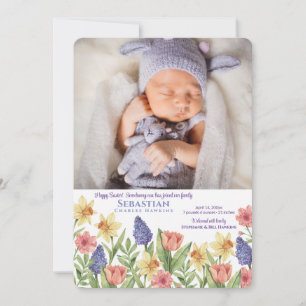Carte de Naissance de Printemps avec Photo pour Pâ