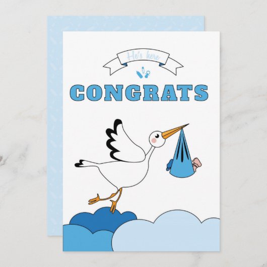 Carte de naissance du bébé garçon (Devant / Derrière)