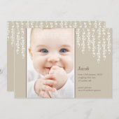 Carte de naissance écru avec vignes fantaisistes (Devant / Derrière)