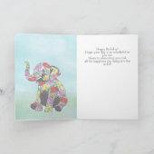 Carte de naissance éléphant bébé florale fantaisis (Intérieur)
