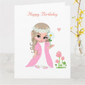 Carte de naissance Fée Fille Mignonne avec Fleur (Fleur jaune)