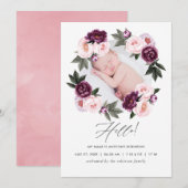 Carte de naissance florale avec photo (Devant / Derrière)