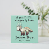 Carte de naissance garçon dragon mignon (Debout devant)