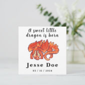 Carte de naissance garçon pixel art adorable drago (Debout devant)