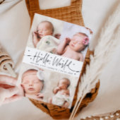 Carte de naissance Hello World Script Blanc Multi 