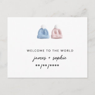 Carte de naissance jumeaux minimaliste   Garçon