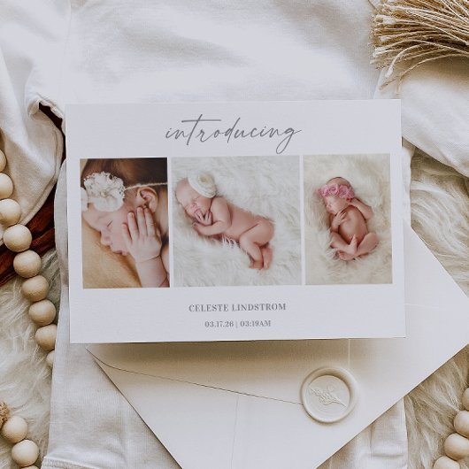 Carte de naissance minimale avec photo de bébé