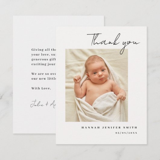Carte de naissance minimale pour bébé (Devant / Derrière)