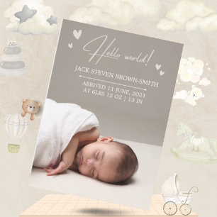 Carte de naissance minimale pour bébé Bonjour le