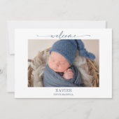 Carte de naissance minimale simple marine avec pho (Devant)