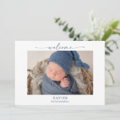 Carte de naissance minimale simple marine avec pho (Debout devant)