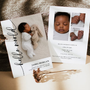 Carte de naissance moderne avec photo de bébé