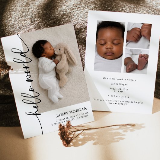 Carte de naissance moderne avec photo de bébé