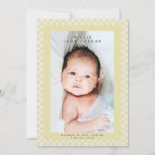 Carte de naissance moderne jaune beige pour bébé (Devant)