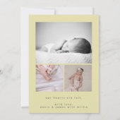 Carte de naissance moderne jaune beige pour bébé (Dos)