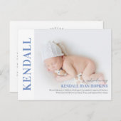 Carte de naissance moderne pour bébé (Devant / Derrière)