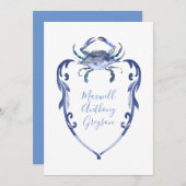 Carte de naissance personnalisée Crabe bleu pour b (Devant / Derrière)