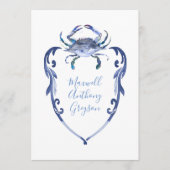 Carte de naissance personnalisée Crabe bleu pour b (Devant)