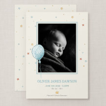 Carte de naissance photo 5x7 Balloon Daydream