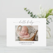 Carte de naissance photo bébé gris atténué (Debout devant)