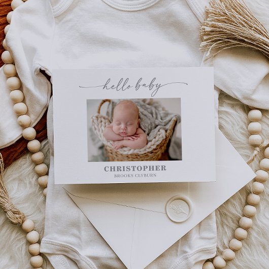 Carte de naissance photo bébé gris atténué