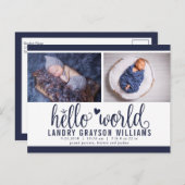 Carte de naissance photo Bonjour le monde de la Ma (Devant / Derrière)