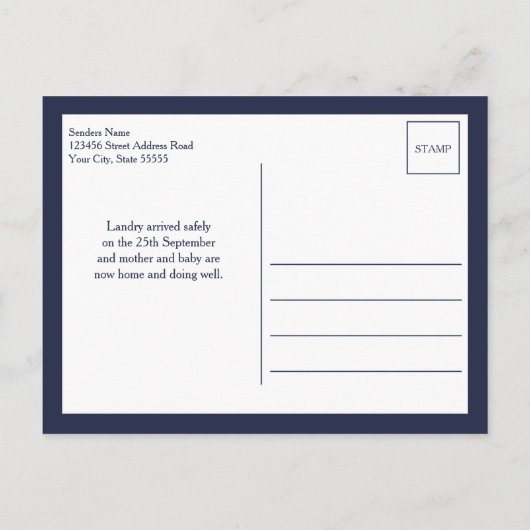 Carte de naissance photo Bonjour le monde de la Ma (Dos)