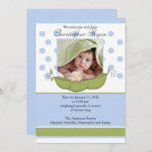 Carte de naissance photo de bébé garçon Petit Pois (Devant / Derrière)