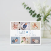 Carte de naissance photo pour garçon bleu (Debout devant)