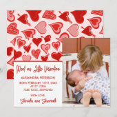 Carte de naissance pour la Saint-Valentin avec un  (Devant / Derrière)
