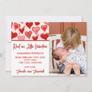 Carte de naissance pour la Saint-Valentin avec un 